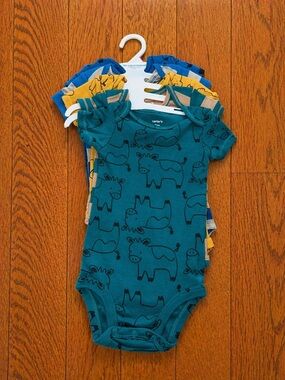 Carter’s Baby Bodysuit Bundle Short Sleeve Onesies 9M Boys Set Farm Animals
